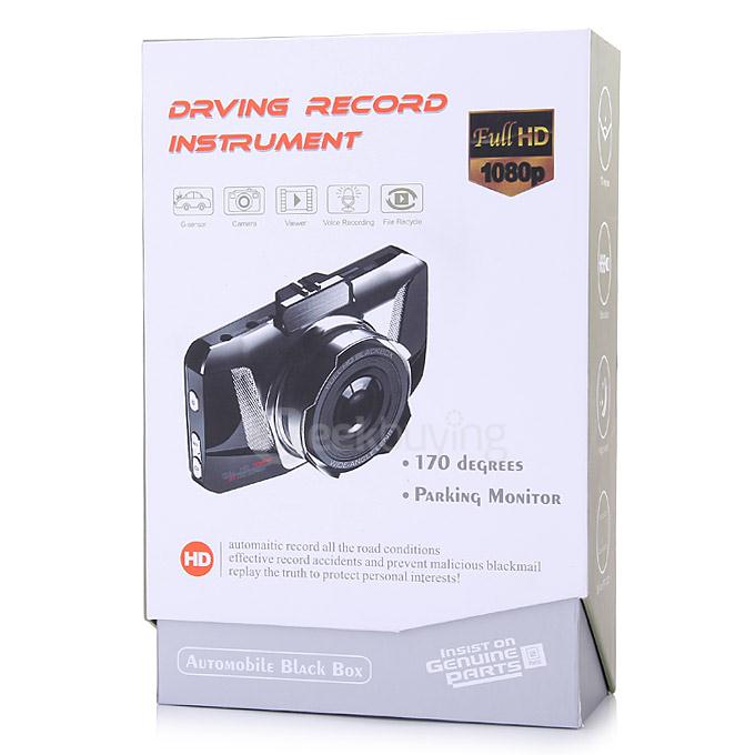 GT2000 3.0inch TFT LCD Novatek 96650 Car DVR 0.3MP CMOS Sensor 170 Degree Wide Angle 200mA 1080P Car Camcorder - Black