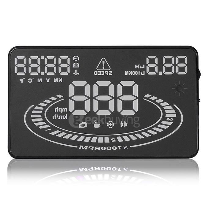 E300 HUD 5.5inch 2D Display Screen Car HUD OBD-II EUOBD Show Speed Water Tank Voltage for Car Use - Black