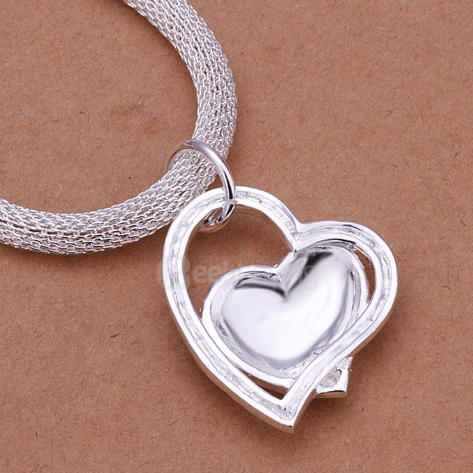 LKNSPCN270 Heart-shaped Zircon Silver Necklace