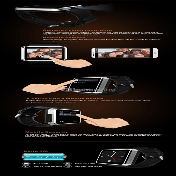 F1 MTK6260A Bluetooth Smart Watch GSM Phone Waterproof Wristwatch Sync Call SMS Pedometer Camera for Smartphone - Silver