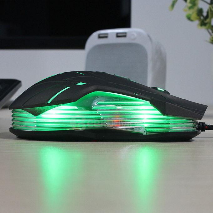 Jianshengyizu JS-X9 10 Key 500-1200-2400-3200DPI 4 Modes USB Wired LED Gaming Mouse - Brown Black