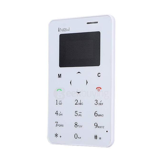 iNEW Mini1 5.3mm Ultra Thin Slim 0.96 inch MT6261D Single Core Mini Pocket Card Cell Phones Bluetooth - White