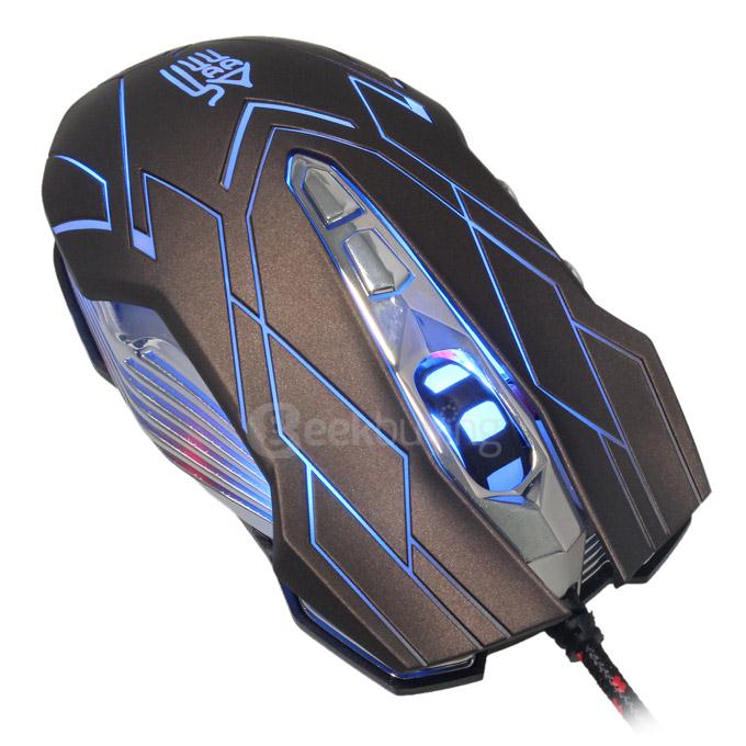 Jianshengyizu JS-X9 10 Key 500-1200-2400-3200DPI 4 Modes USB Wired LED Gaming Mouse - Brown Black