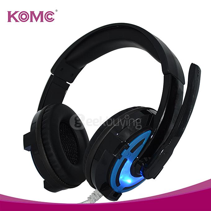KOMC G30 USB Gaming Headphone Headset with Rotable Mic Audio Controller - Black+Blue