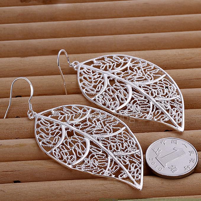 Simple Silver Leaf Shape Earrings Ear Pendants