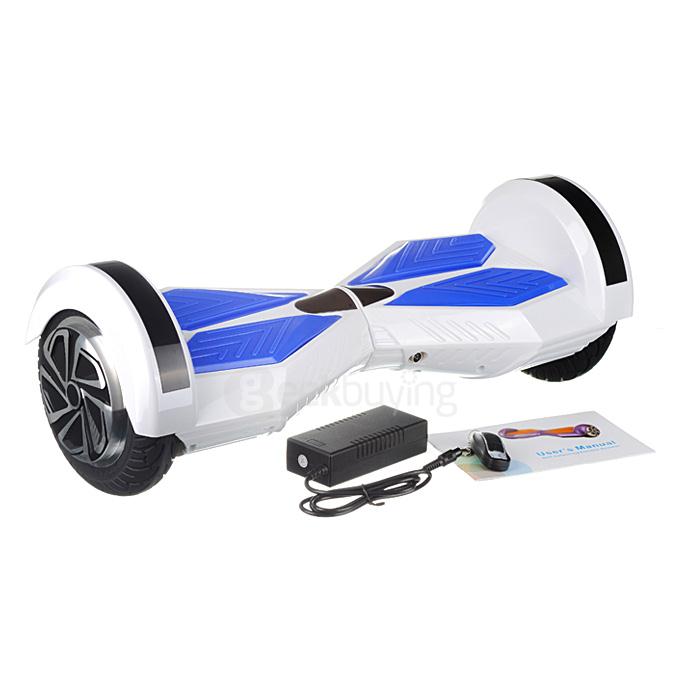 4400MAH Dual Wheels Self Balancing Electric Scooter Drifting Board with Bluetooth Speaker and LED - White and Blue