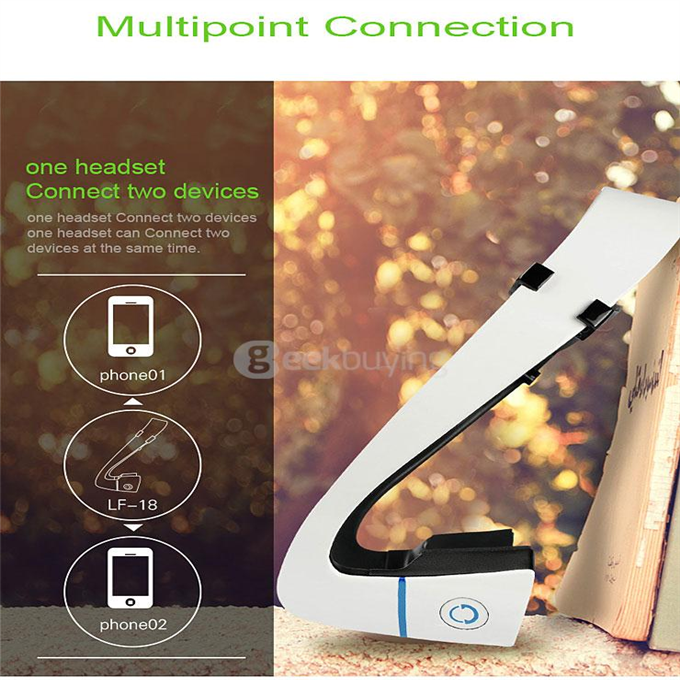 LF-18 NFC Bone Conduction Bluetooth Headset Stereo Headphone Earphone - White
