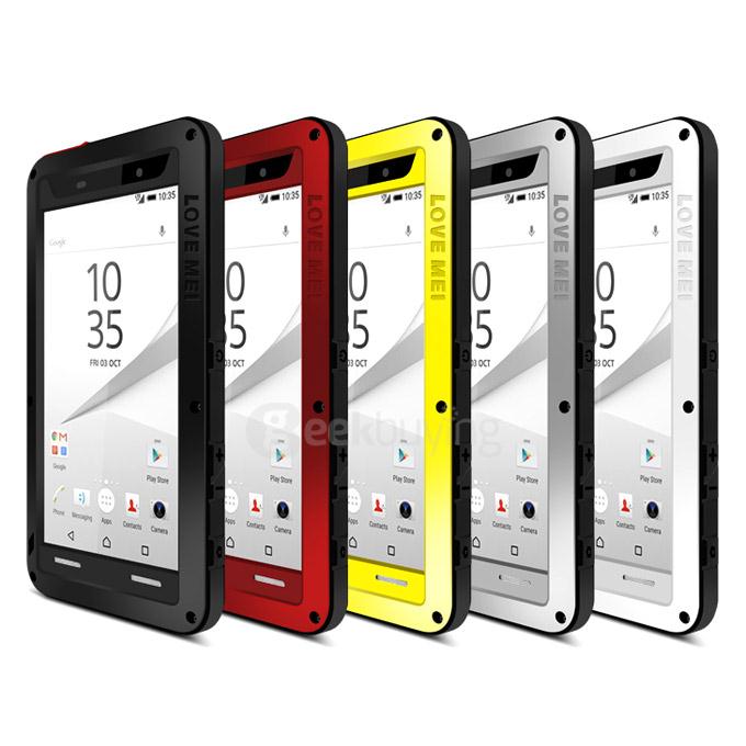 Lovemei Aluminum Powerful Shockproof Gorilla Glass Metal Case Protective Cover for SONY Xperia Z5 Premium 5.5inch - Black