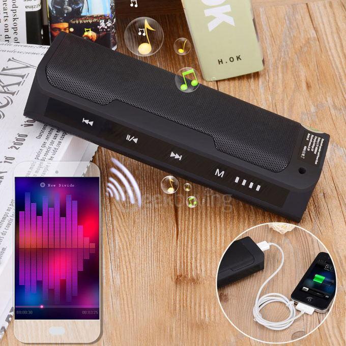 Bluetooth 3.0 Speaker 4000mA Power Bank Hands-free FM Music Player - Black