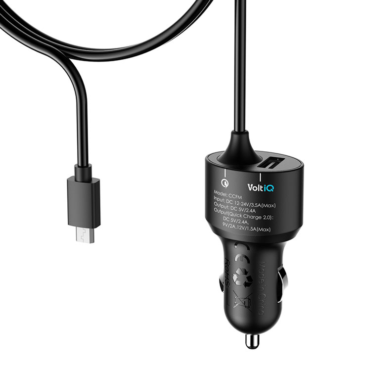 Tronsmart Quick Charge 2.0 VoltIQ 2 Ports 30W Rapid Car Charger for Samsung Galaxy HTC Sony Xiaomi LG Motorola - Black