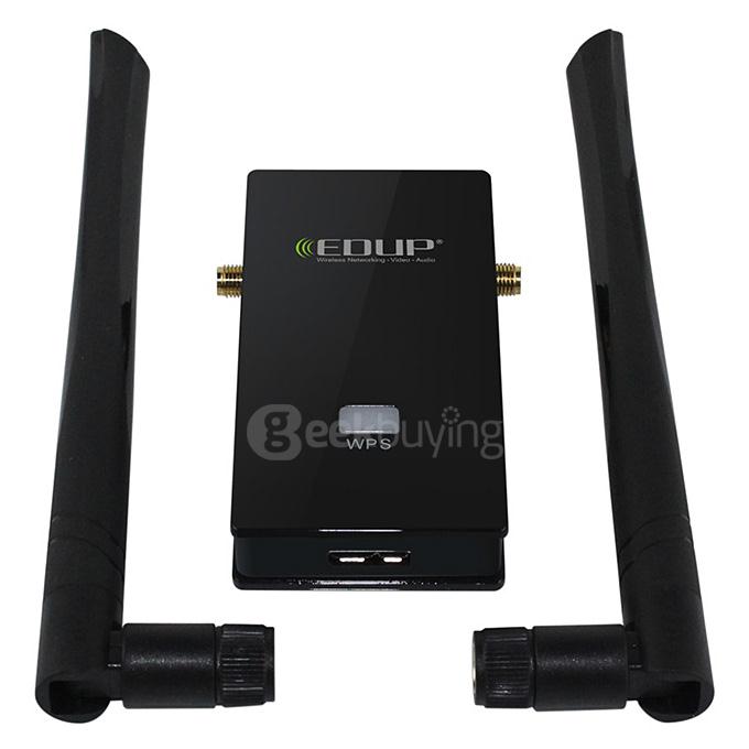 EDUP EP-AC1605 802.11AC 1200Mbps Dual-Band 2.4GHz/5.8GHz USB3.0 Wireless Adapter with 2 Detachable Antennas - Black