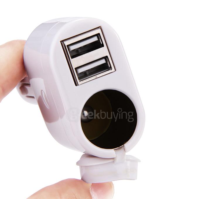 VST-813 Dual-port USB2.0 Charging Port Car Charger Support iPad iPhone Car Charger Charging Devices - - White