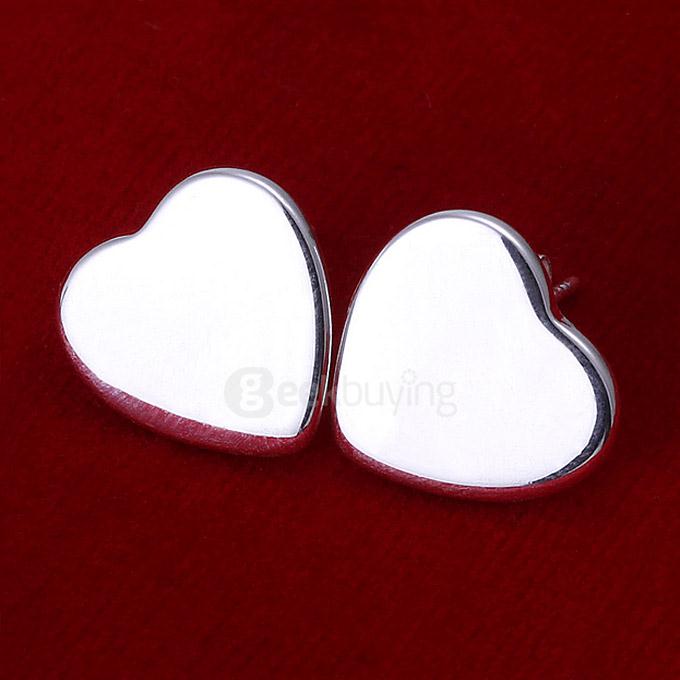 Simple Heart Shaped Silver Earrings