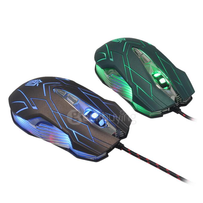 Jianshengyizu JS-X9 10 Key 500-1200-2400-3200DPI 4 Modes USB Wired LED Gaming Mouse - Brown Black