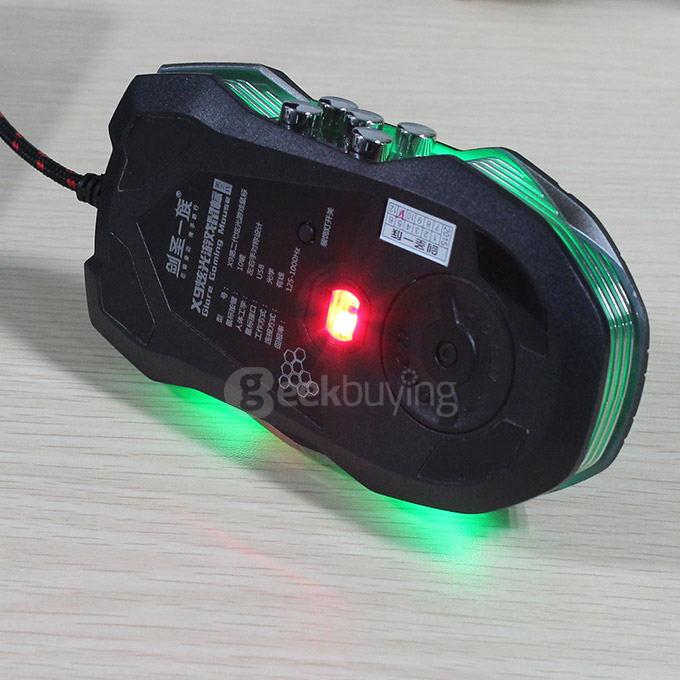 Jianshengyizu JS-X9 10 Key 500-1200-2400-3200DPI 4 Modes USB Wired LED Gaming Mouse - Brown Black
