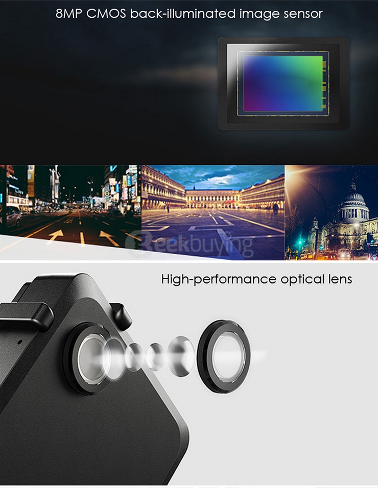 Foream Compass Mini WiFi Action Camera Ambarella A7 8.0MP CMOS Image Sensor 78 Degree View Angle 750mAh Battery - Black