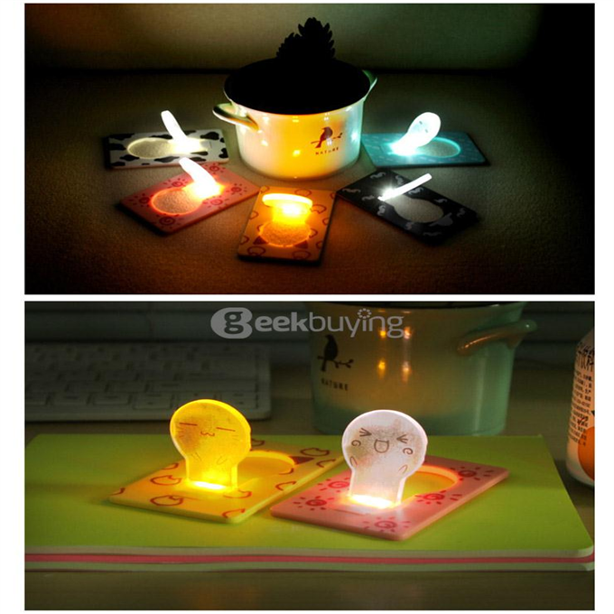 Ultra Slim Folding Card Lamp Funny LED Cartoon Image Pocket Bulb / Wallet Card Light Christmas Gift - Red