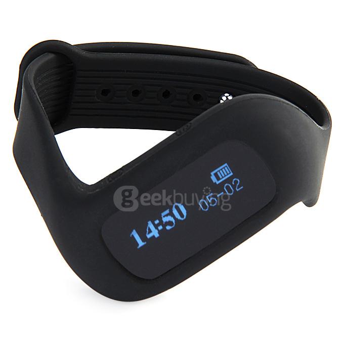 SWB01 Bluetooth 4.0 Smart Sports Bracelet OLED Display Screen for Smartphone with Pedometer Sleep Monitor Alarm Fitness Tracker - Black