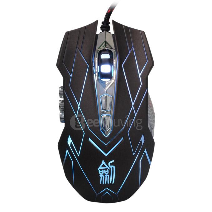 Jianshengyizu JS-X9 10 Key 500-1200-2400-3200DPI 4 Modes USB Wired LED Gaming Mouse - Brown Black