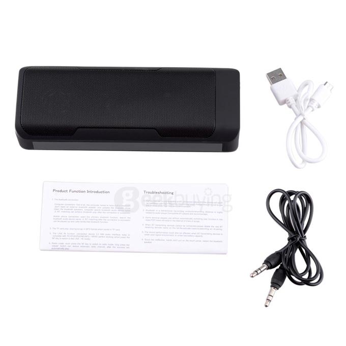Bluetooth 3.0 Speaker 4000mA Power Bank Hands-free FM Music Player - Black