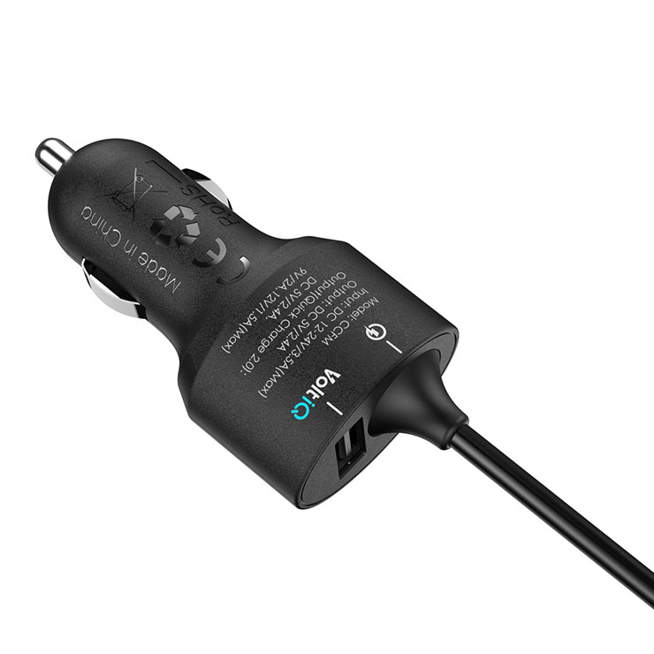 Tronsmart Quick Charge 2.0 VoltIQ 2 Ports 30W Rapid Car Charger for Samsung Galaxy HTC Sony Xiaomi LG Motorola - Black