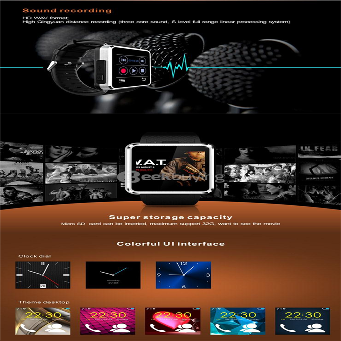 F1 MTK6260A Bluetooth Smart Watch GSM Phone Waterproof Wristwatch Sync Call SMS Pedometer Camera for Smartphone - Silver