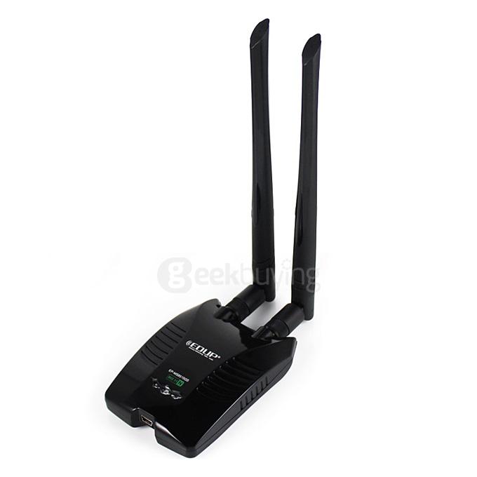 EDUP EP-MS8515GS Wireless USB Adapter 2.4GHz 150Mpbs 802.11 b/g/n WLAN Wi-Fi Network Card with Double 6dbi Antennas - Black