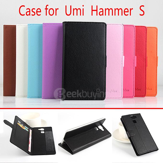 Litchi Texture Protective Hard Cover Flip Stand Leather Case for UMI Hammer S Smartphone - Purple