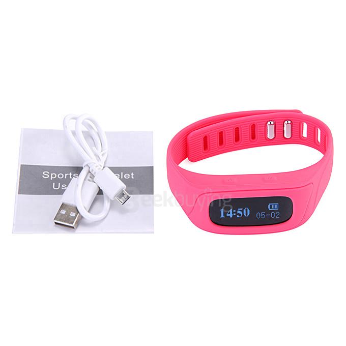 SWB02B Bluetooth 4.0 Sports Smart Bracelet OLED Display Screen with Pedometer Sleep Monitor Alarm for Android iOS - Rose