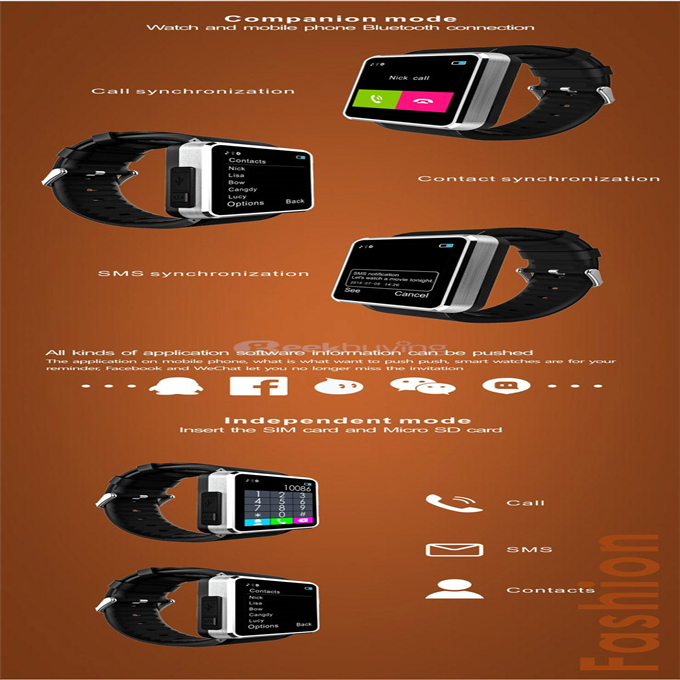 F1 MTK6260A Bluetooth Smart Watch GSM Phone Waterproof Wristwatch Sync Call SMS Pedometer Camera for Smartphone - Silver