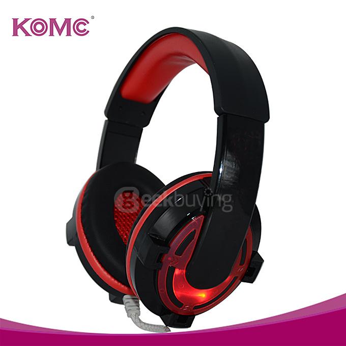 KOMC G30 USB Gaming Headphone Headset with Rotable Mic Audio Controller - Black+Red