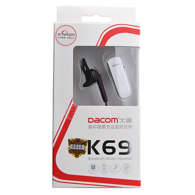 Dacom K69 Bluetooth Wireless Headphones Music Headset Handsfree Car Driver Earphone HD Microphone - White