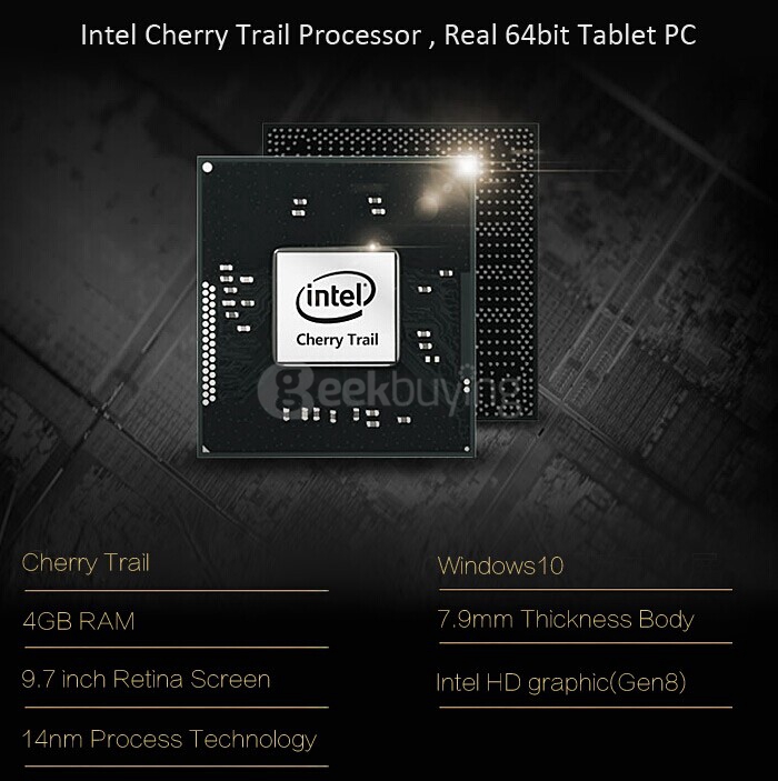 Onda V919 Air CH 9.7 inch Windows10 4GB/64GB Tablet PC Intel Cherry Trail Z8300 Quad Core 1.84GHz IPS 2048*1536 - Gold