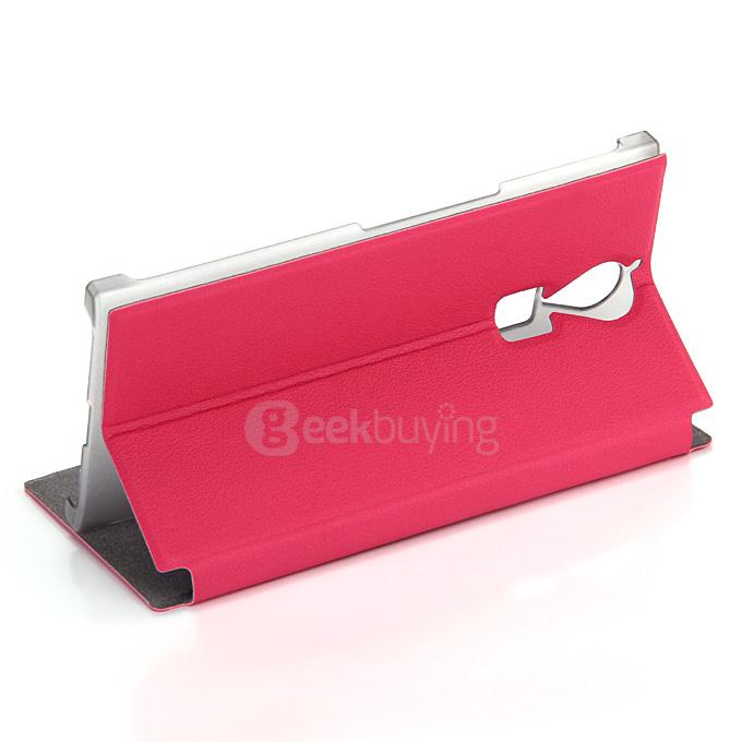 Protective Hard Cover Flip Stand Leather Case for DOOGEE F5/F5 PRO Smartphone - Rose