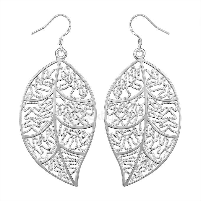 Simple Silver Leaf Shape Earrings Ear Pendants