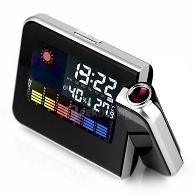 Digital Weather LCD Clock Snooze Alarm Clock Projector Color Display LED Backlight Table Desktop Clocks Projector
