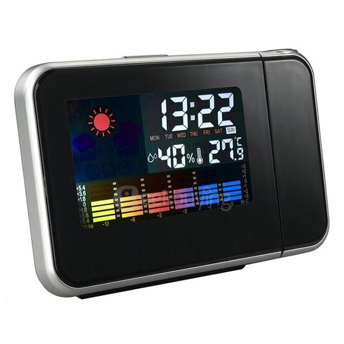 Digital Weather LCD Clock Snooze Alarm Clock Projector Color Display LED Backlight Table Desktop Clocks Projector