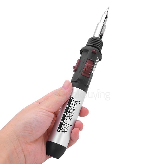 A-HOT PT-500 1300 Degrees Butane Gas Brazing Iron Soldering Iron 15mL - Black + Silver