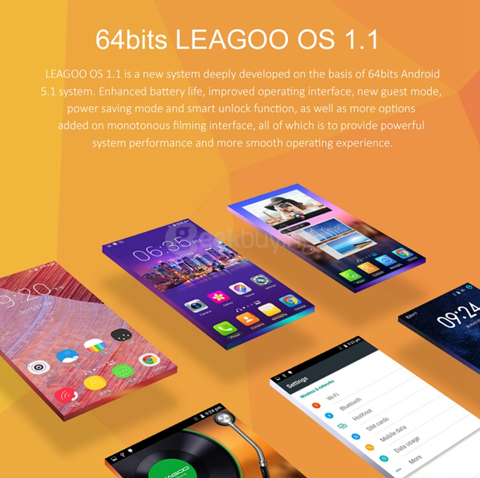 LEAGOO Elite 5 5.5inch 64bit 4G FDD-LTE Android 5.1 Smartphone MTK6735 Quad Core 2GB 16GB 13.0MP OTG - Yellow