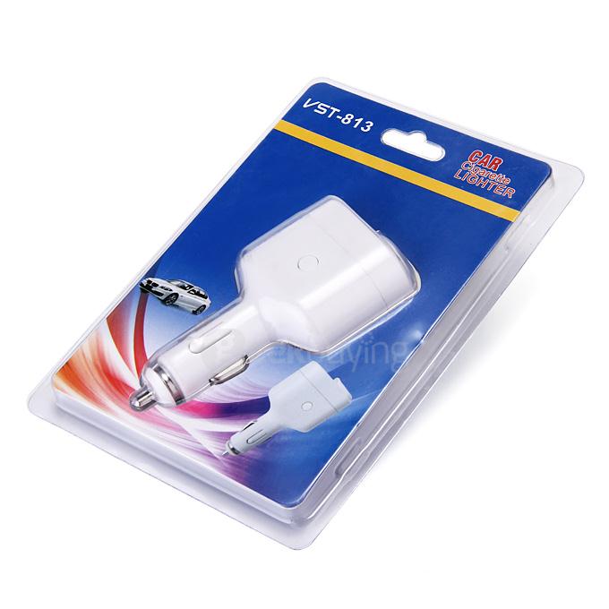 VST-813 Dual-port USB2.0 Charging Port Car Charger Support iPad iPhone Car Charger Charging Devices - - White