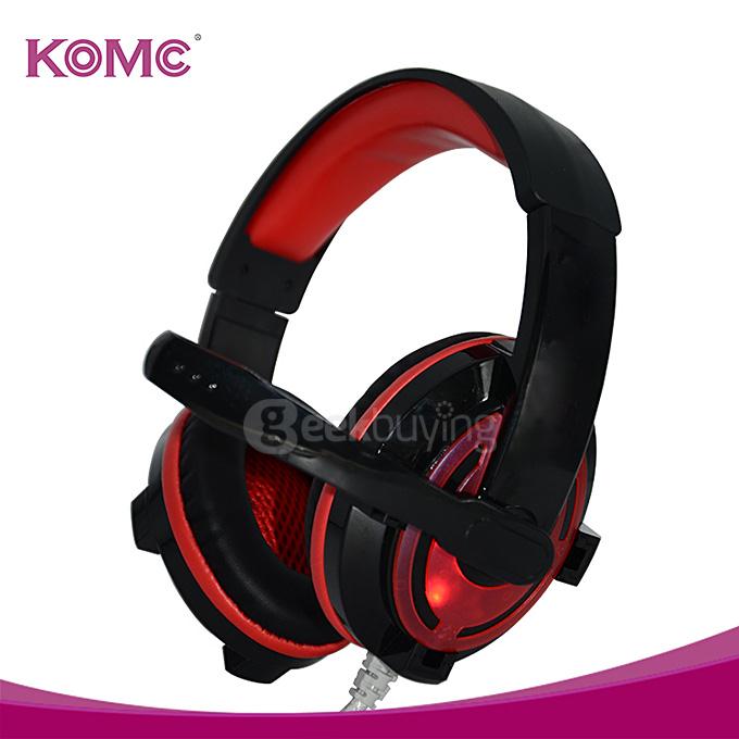 KOMC G30 USB Gaming Headphone Headset with Rotable Mic Audio Controller - Black+Red