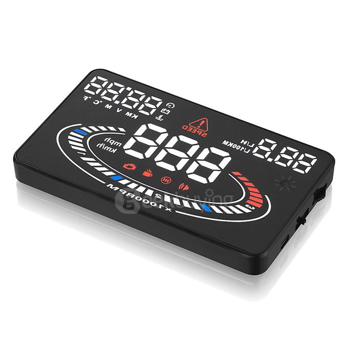E300 HUD 5.5inch 2D Display Screen Car HUD OBD-II EUOBD Show Speed Water Tank Voltage for Car Use - Black