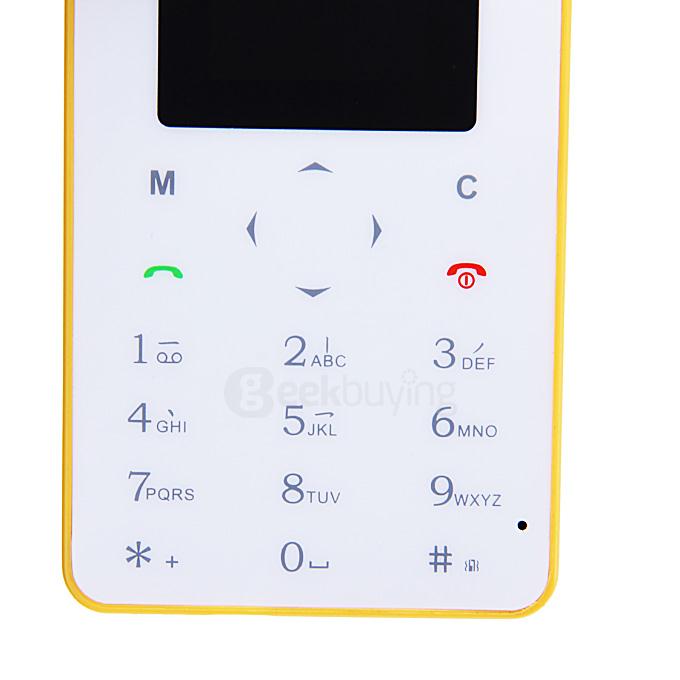 iNEW Mini1 5.3mm Ultra Thin Slim 0.96 inch MT6261D Single Core Mini Pocket Card Cell Phones Bluetooth - Yellow
