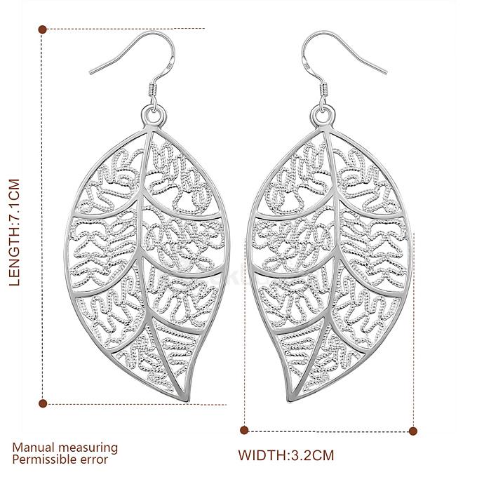 Simple Silver Leaf Shape Earrings Ear Pendants