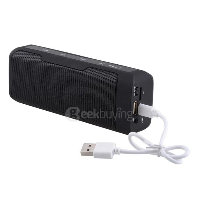 Bluetooth 3.0 Speaker 4000mA Power Bank Hands-free FM Music Player - Black