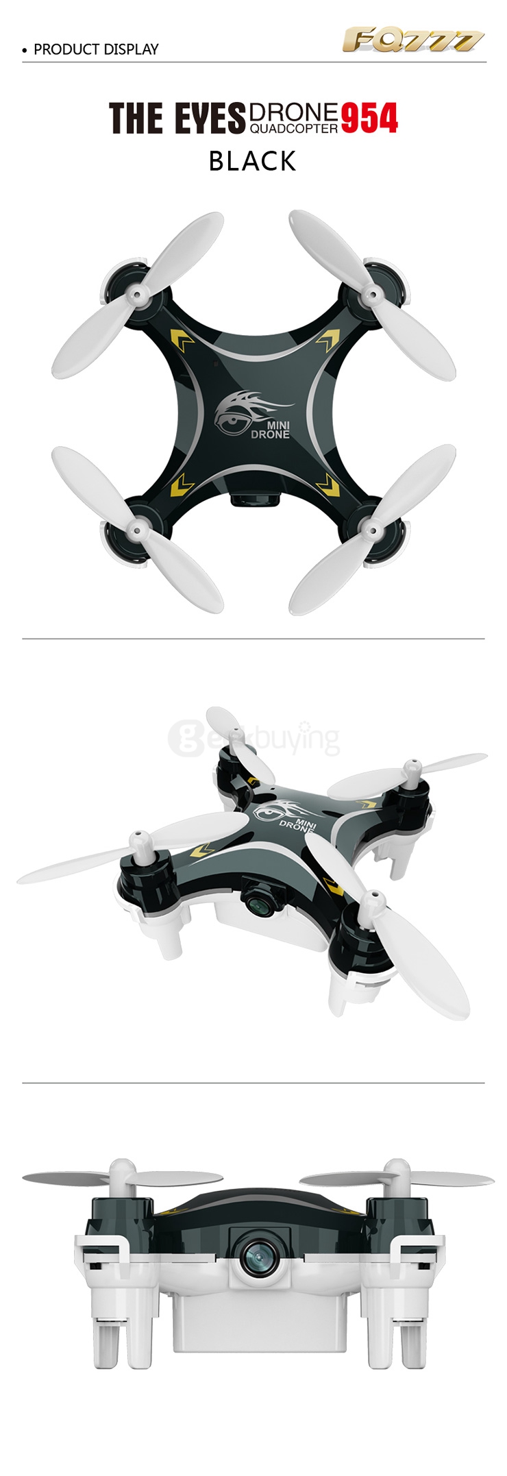 FQ777- 954 WIFI FPV 0.3MP Camera 4CH 6Axis APP Control MINI Quadcopter RTF- White