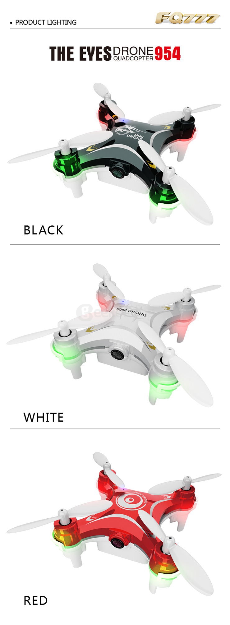 FQ777- 954 WIFI FPV 0.3MP Camera 4CH 6Axis APP Control MINI Quadcopter RTF- White