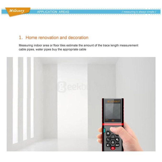 Mileseey S2 100m Handheld Rangefinder Laser Distance Meter Digital Laser Range Finder
