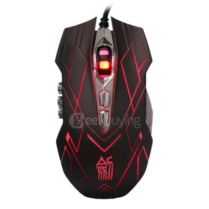 Jianshengyizu JS-X9 10 Key 500-1200-2400-3200DPI 4 Modes USB Wired LED Gaming Mouse - Brown Black