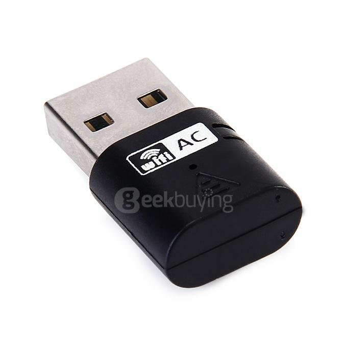 AC600 UNT-W01 2.4G/5G Wireless Dual Bands Mini USB Adapter Network WiFi Dongle for Windows - Black